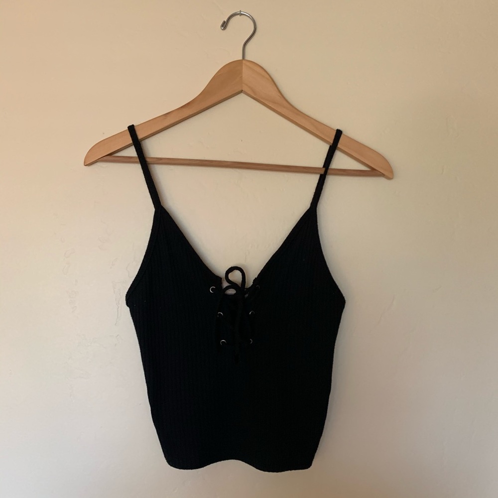 Ribbed Black Cotton Tank